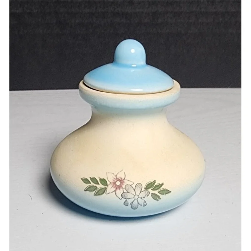 Vintage Ceramic Round Bottom Small Jar With Lid Scent Smell Jar